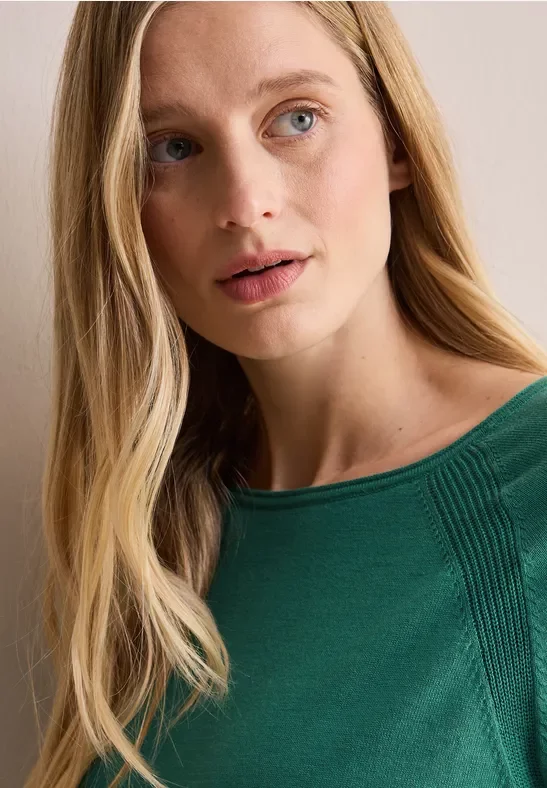 Cecil Damen Strukturmix Pullover in Grün, Gr: XXL