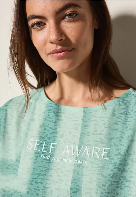 Thumbnail - Cecil Damen Shirt in Ausbrenner-Optik in Grün, Gr: S