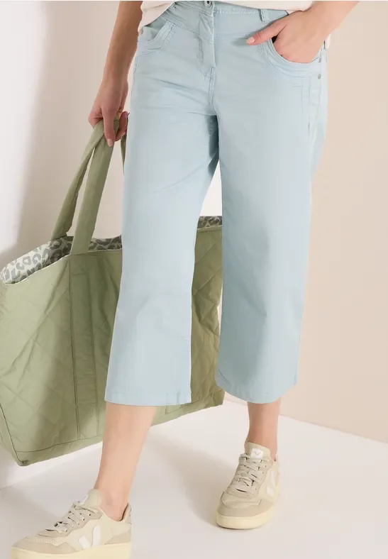 Cecil Damen High Waist Flared Leg Hose im Loose Fit in Blau, Gr: 34