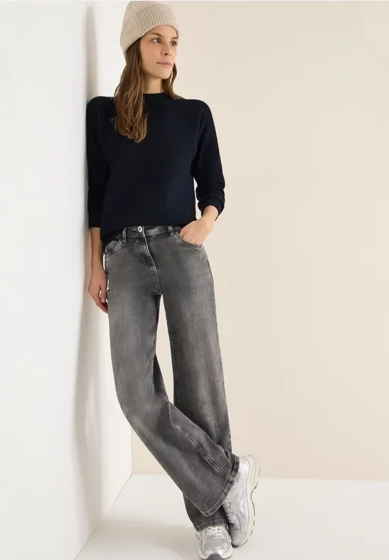 Cecil Damen Dolman Strukturpullover in Blau, Gr: L