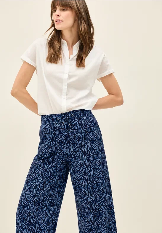 Thumbnail - Cecil Damen Wide Leg Hose mit Tapedetail in Blau, Gr: L