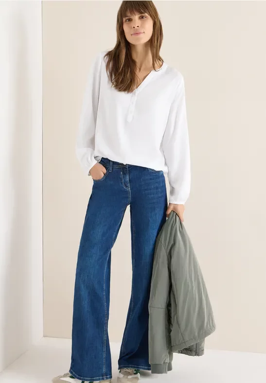 Cecil Damen Bluse in Unifarbe in Weiß, Gr: S