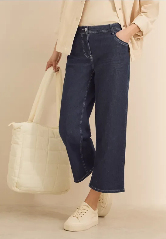 Cecil Damen Wide Leg Jeans in Blau, Gr: 31