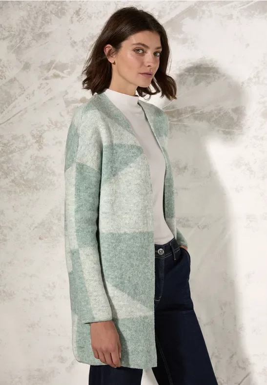 Thumbnail - Cecil Damen Gemusterte Strickjacke in Grün, Gr: M