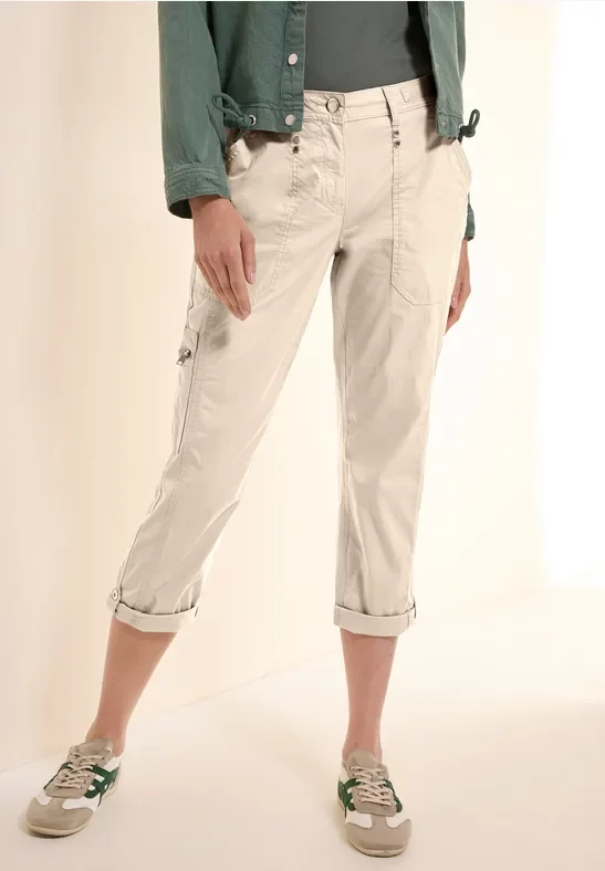 Cecil Damen 7/8-Hose im Cargo-Look in Beige, Gr: 26