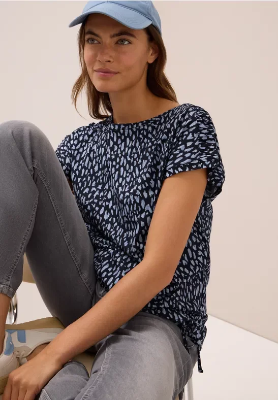 Thumbnail - Cecil Damen Shirt mit Raffung in Blau, Gr: L