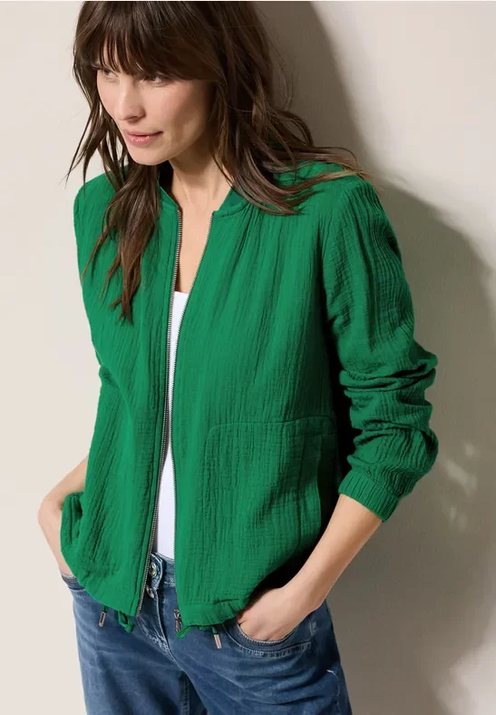 Thumbnail - Cecil Damen Kurze Musselin Jacke in Grün, Gr: M