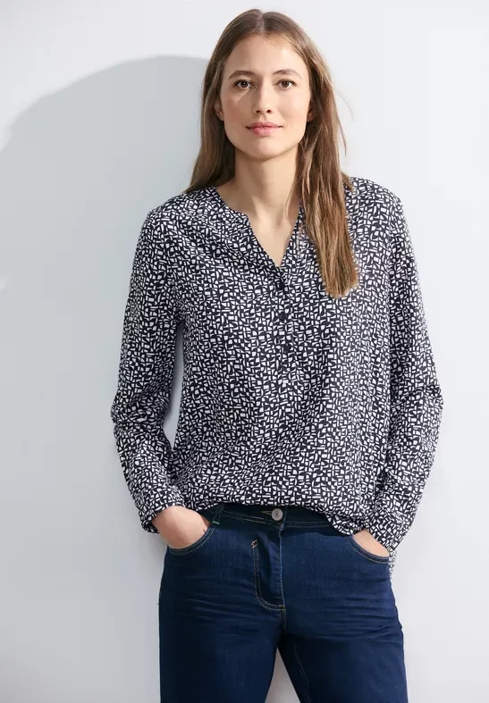 Cecil Damen Minimalmuster Bluse in Blau, Gr: XL