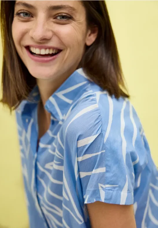 Thumbnail - Cecil Damen Leichte Baumwollhemdbluse in Blau, Gr: S