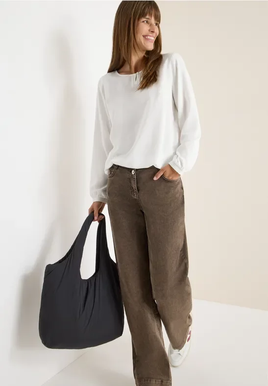 Thumbnail - Cecil Damen Bluse in Unifarbe in Weiß, Gr: L