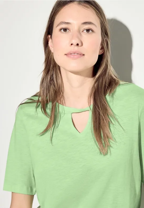Thumbnail - Cecil Damen T-Shirt aus Baumwolle in Grün, Gr: M