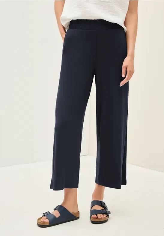 Thumbnail - Cecil Damen Wide Leg Jersey-Hose in Blau, Gr: XXL