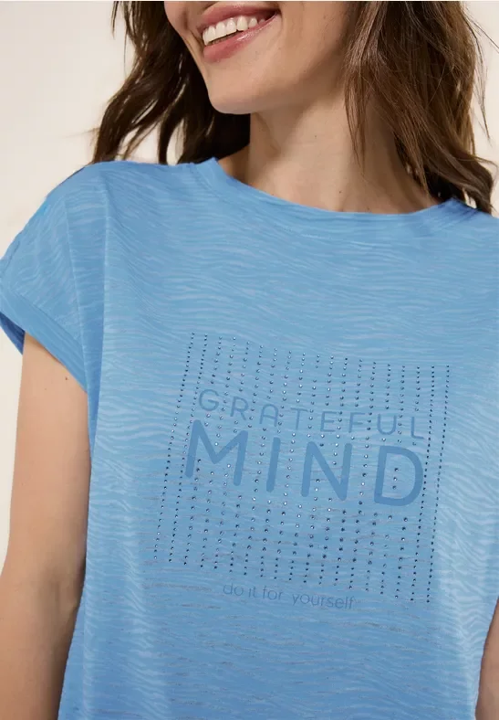 Cecil Damen Shirt im Ausbrenner-Look in Blau, Gr: XXL