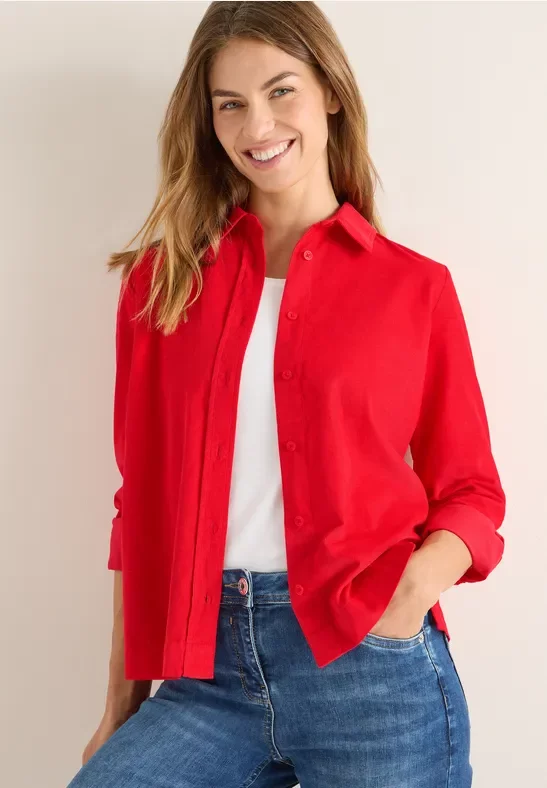 Thumbnail - Cecil Damen Cord Hemdbluse in Rot, Gr: XXL