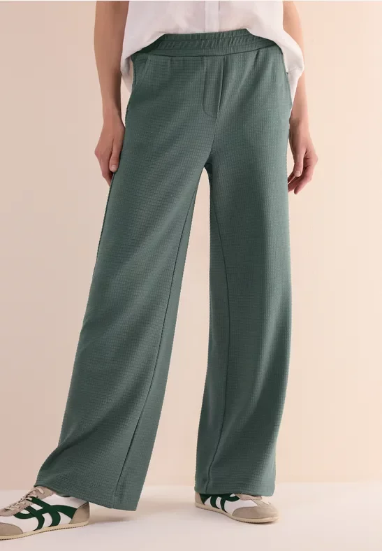 Thumbnail - Cecil Damen Wide Leg Strukturhose in Grün, Gr: L