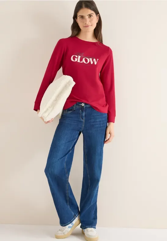 Thumbnail - Cecil Damen Shirt mit Wording in Rot, Gr: XL