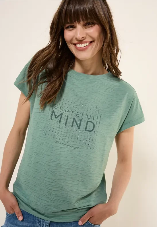 Cecil Damen Shirt im Ausbrenner-Look in Grün, Gr: XL