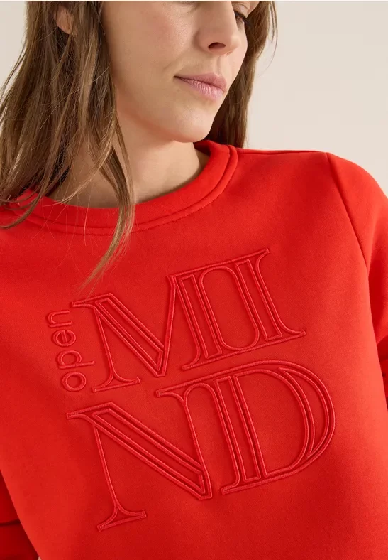 Cecil Damen Sweatshirt mit Stickerei in Orange, Gr: L