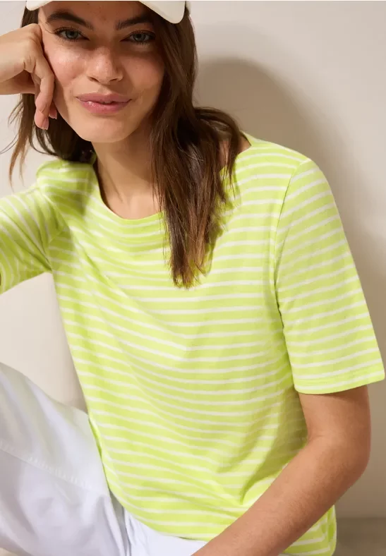 Thumbnail - Cecil Damen Basic Kurzarmshirt in Gelb, Gr: L