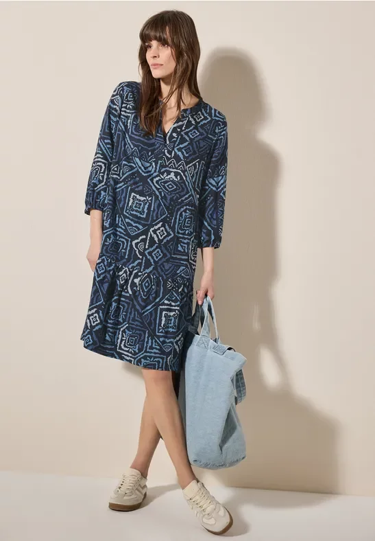 Thumbnail - Cecil Damen Gemustertes Volant-Kleid in Blau, Gr: M