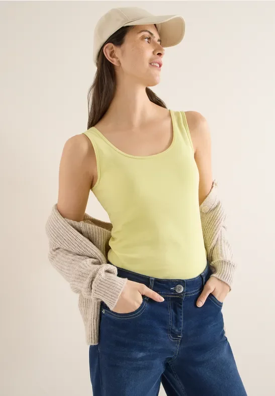 Cecil Damen Basic Top in Unifarbe in Gelb, Gr: XXL