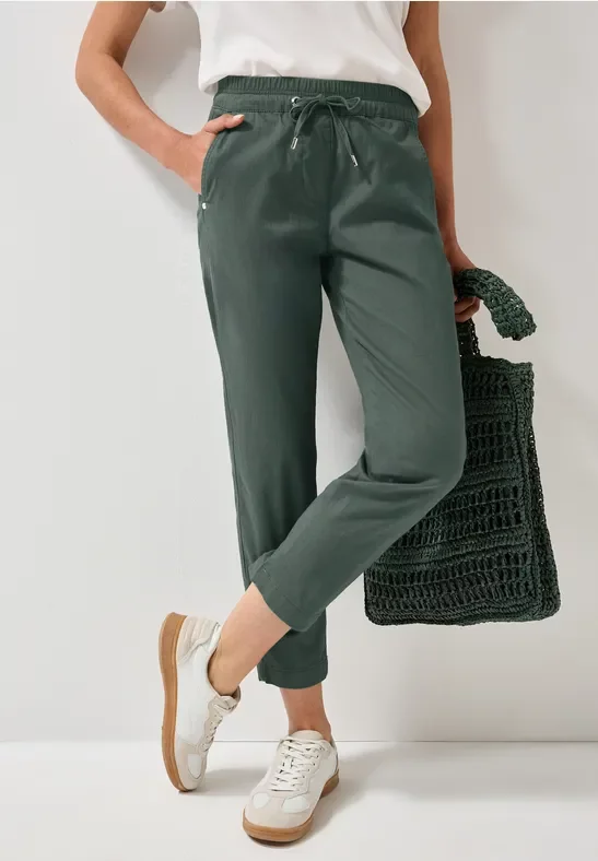 Cecil Damen 7/8 Casual Fit Hose in Grün, Gr: XS