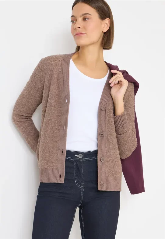 Thumbnail - Cecil Damen Softer Bouclé Cardigan in Braun, Gr: XXL