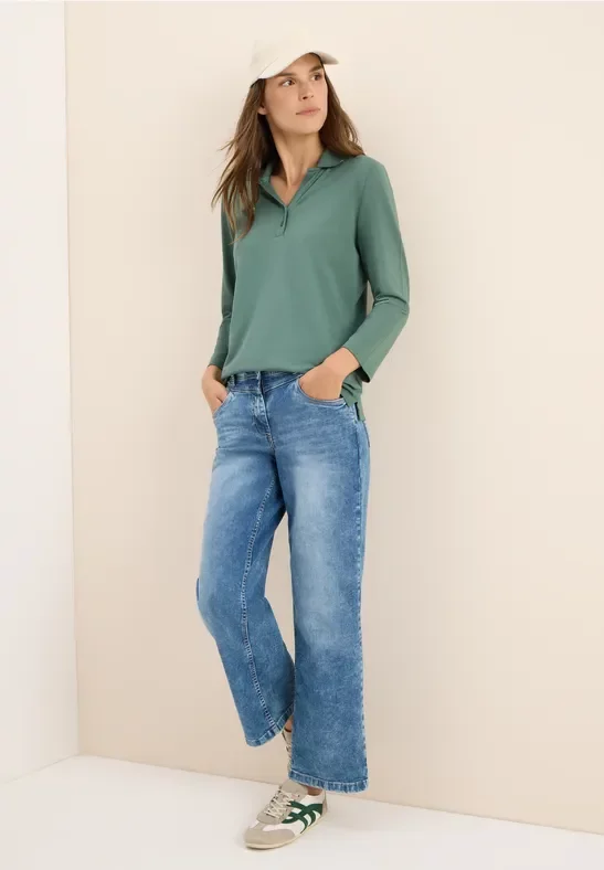 Thumbnail - Cecil Damen Poloshirt mit Knopfdetail in Grün, Gr: XL