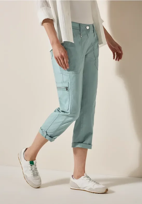 Thumbnail - Cecil Damen 7/8-Hose im Cargo-Look in Grün, Gr: 34