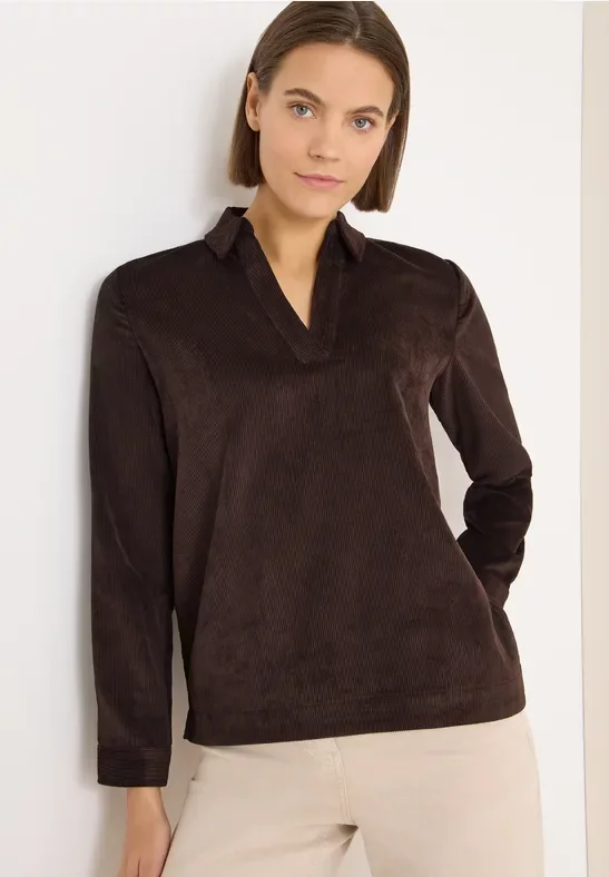 Thumbnail - Cecil Damen Softe Cordbluse in Braun, Gr: S