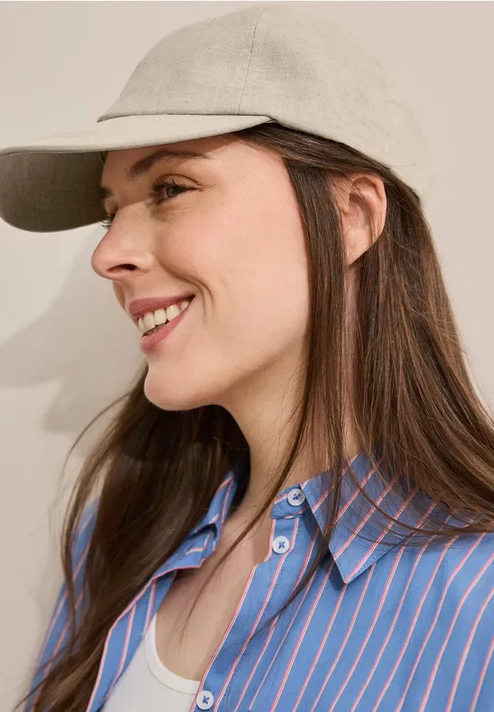 Cecil Damen Leinen Cap in Beige, Gr: One size