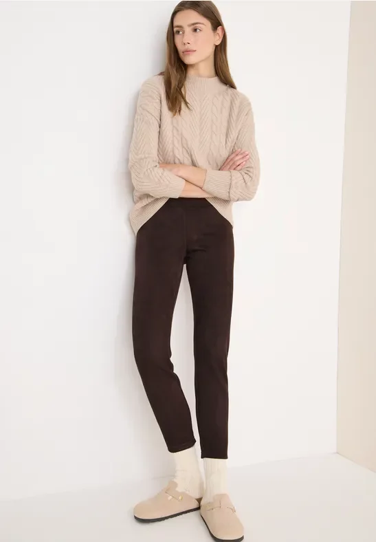 Cecil Damen Veloursleggings in Braun, Gr: M