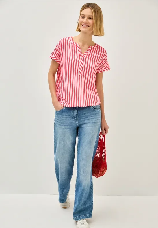 Thumbnail - Cecil Damen Gestreiftes Blusenshirt in Rot, Gr: L