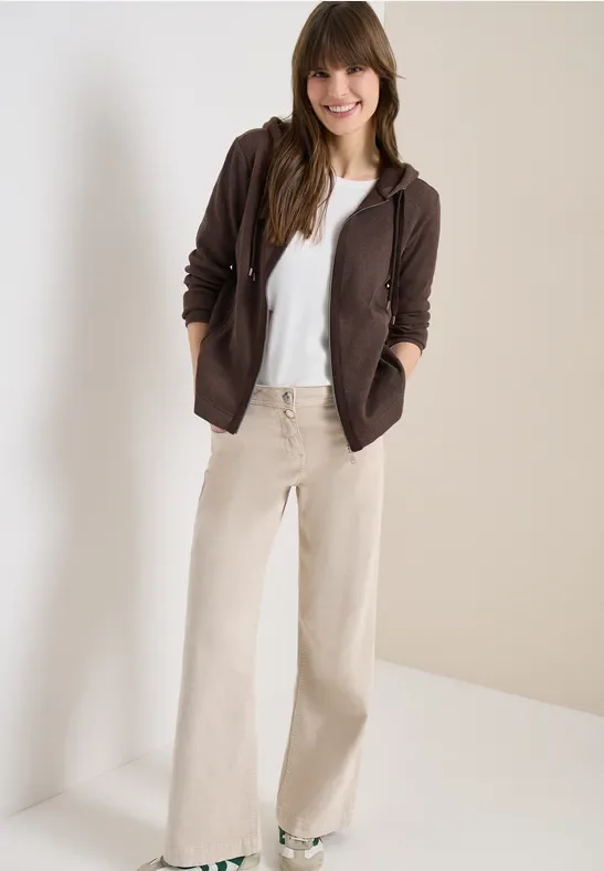 Thumbnail - Cecil Damen Langarm Jacke mit Kapuze und Taschen in Braun, Gr: M