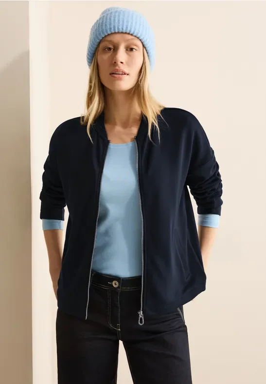 Cecil Damen Sweat Blouson in Blau, Gr: XS