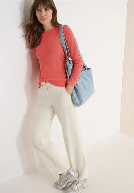 Cecil Damen Strukturpullover in Orange, Gr: S