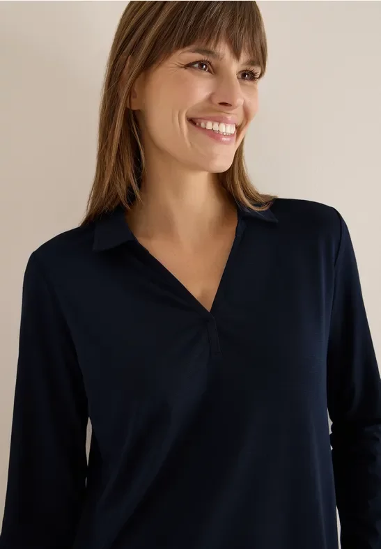 Cecil Damen Shirt im Blusen-Look in Blau, Gr: M