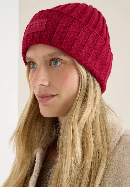 Cecil Damen Strickmütze in Unifarbe in Rot, Gr: One size