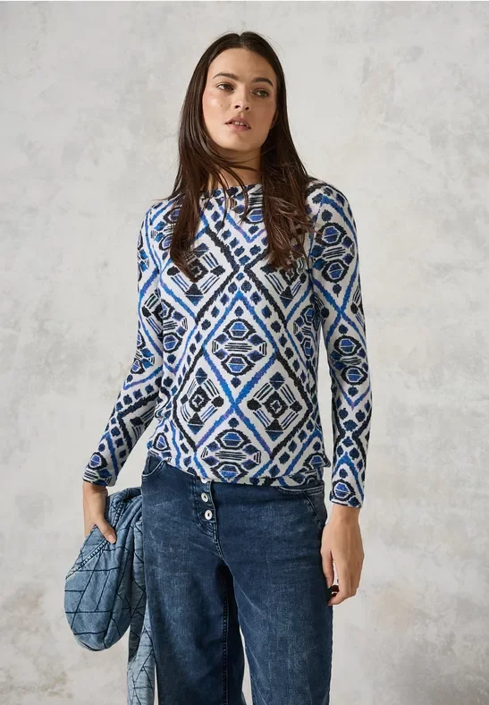 Thumbnail - Cecil Damen Flauschiges Langarmshirt in Grau, Gr: XL