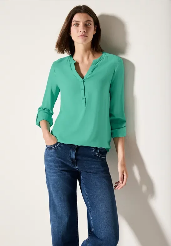 Thumbnail - Cecil Damen Bluse in Unifarbe in Grün, Gr: M