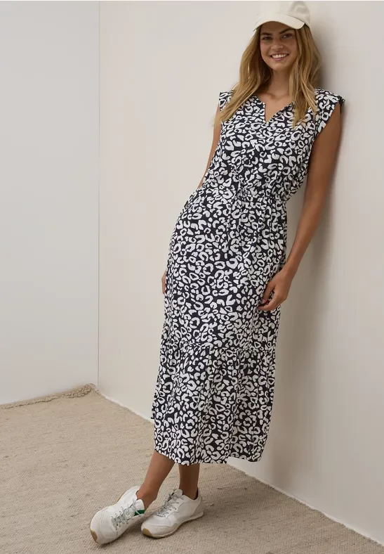 Thumbnail - Cecil Damen Gemustertes Volant-Kleid in Blau, Gr: XXL