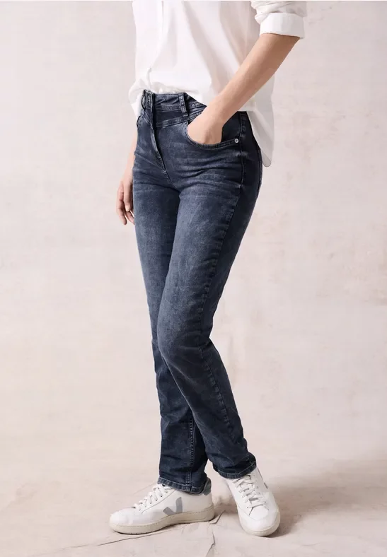 Cecil Damen Straight Leg Jeans in Blau, Gr: 25