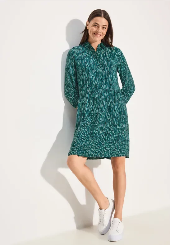 Thumbnail - Cecil Damen Print Hemdblusenkleid in Grün, Gr: L