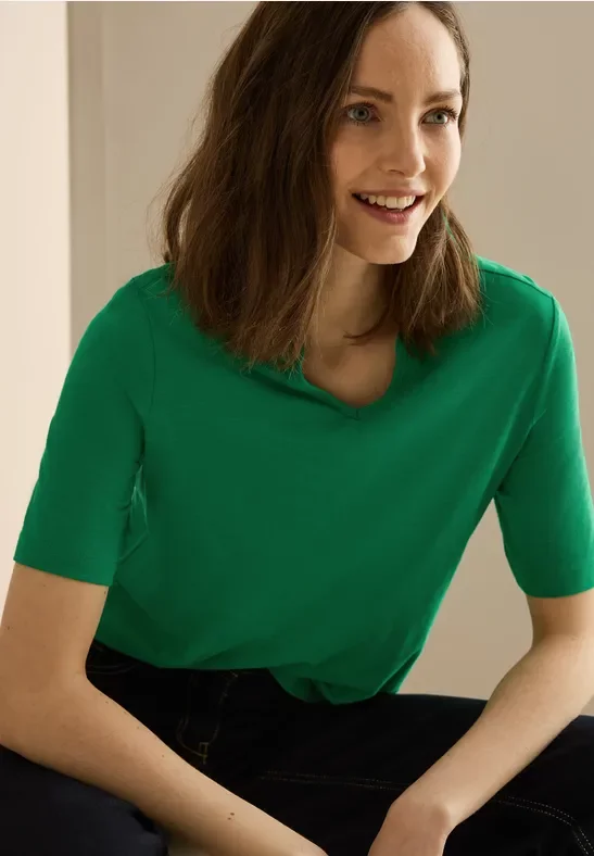 Cecil Damen T-Shirt im Tunika-Look in Grün, Gr: XXL