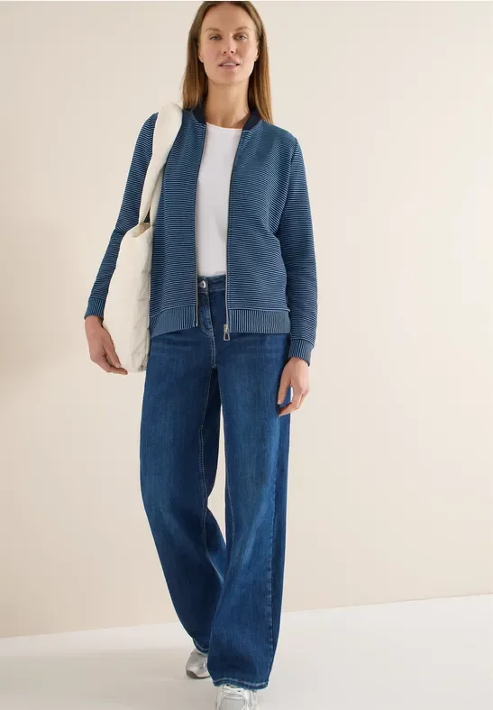 Thumbnail - Cecil Damen Gestreifte Jacke in Blau, Gr: XS