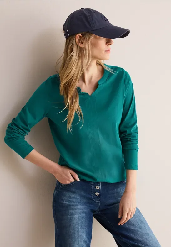 Thumbnail - Cecil Damen Shirt im Tunika-Look in Grün, Gr: XXL