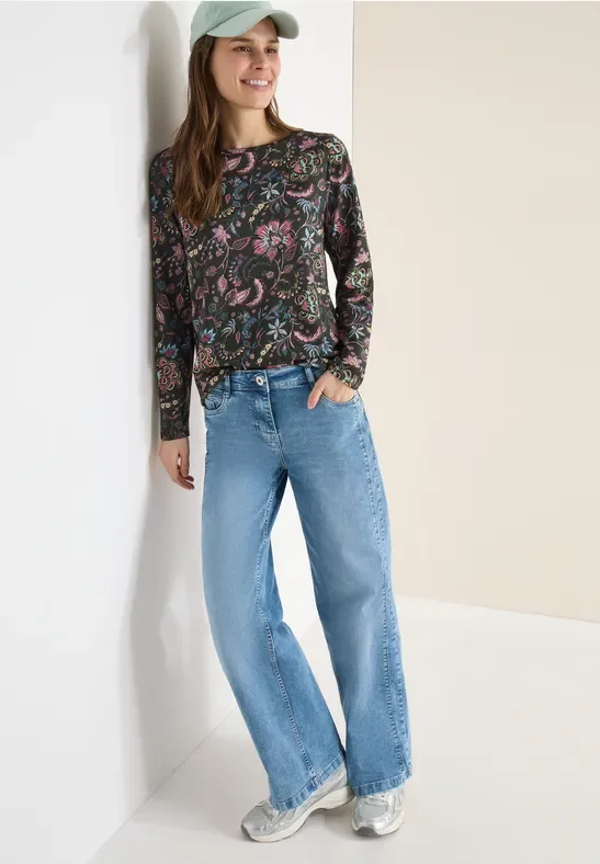 Cecil Damen Gemustertes Shirt in Grün, Gr: M