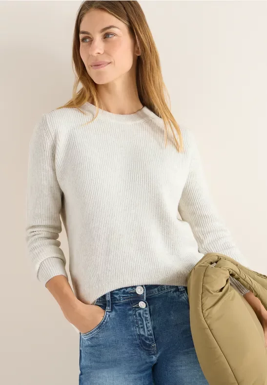 Thumbnail - Cecil Damen Pullover mit Strukturdetails in Beige, Gr: S