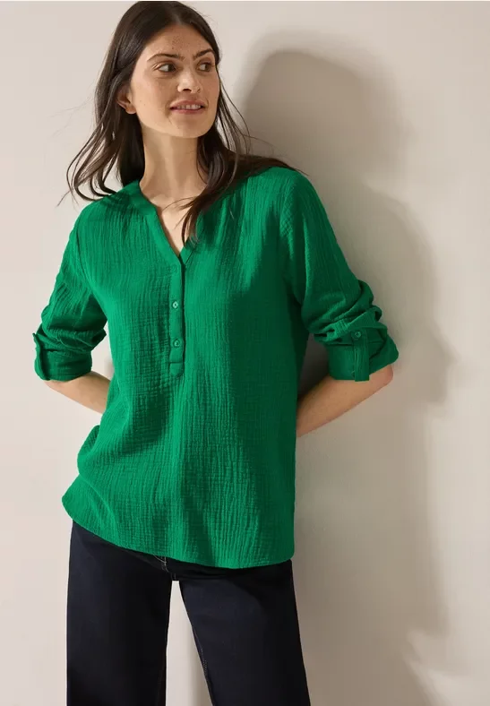 Thumbnail - Cecil Damen Musselin Bluse in Grün, Gr: XL