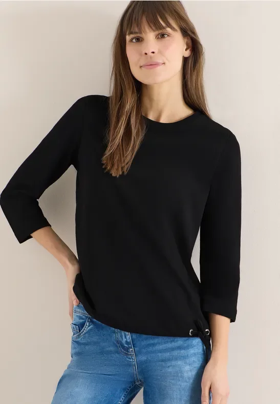 Cecil Damen Shirt mit Tunnelzug in Schwarz, Gr: XS